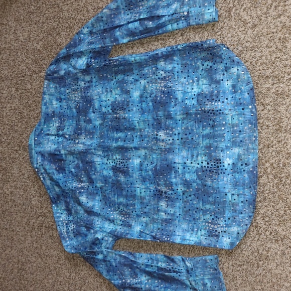 Luciano Visconti Abstract Dot Patterned Button-down Shirt Blue Silver L - Picture 11 of 15